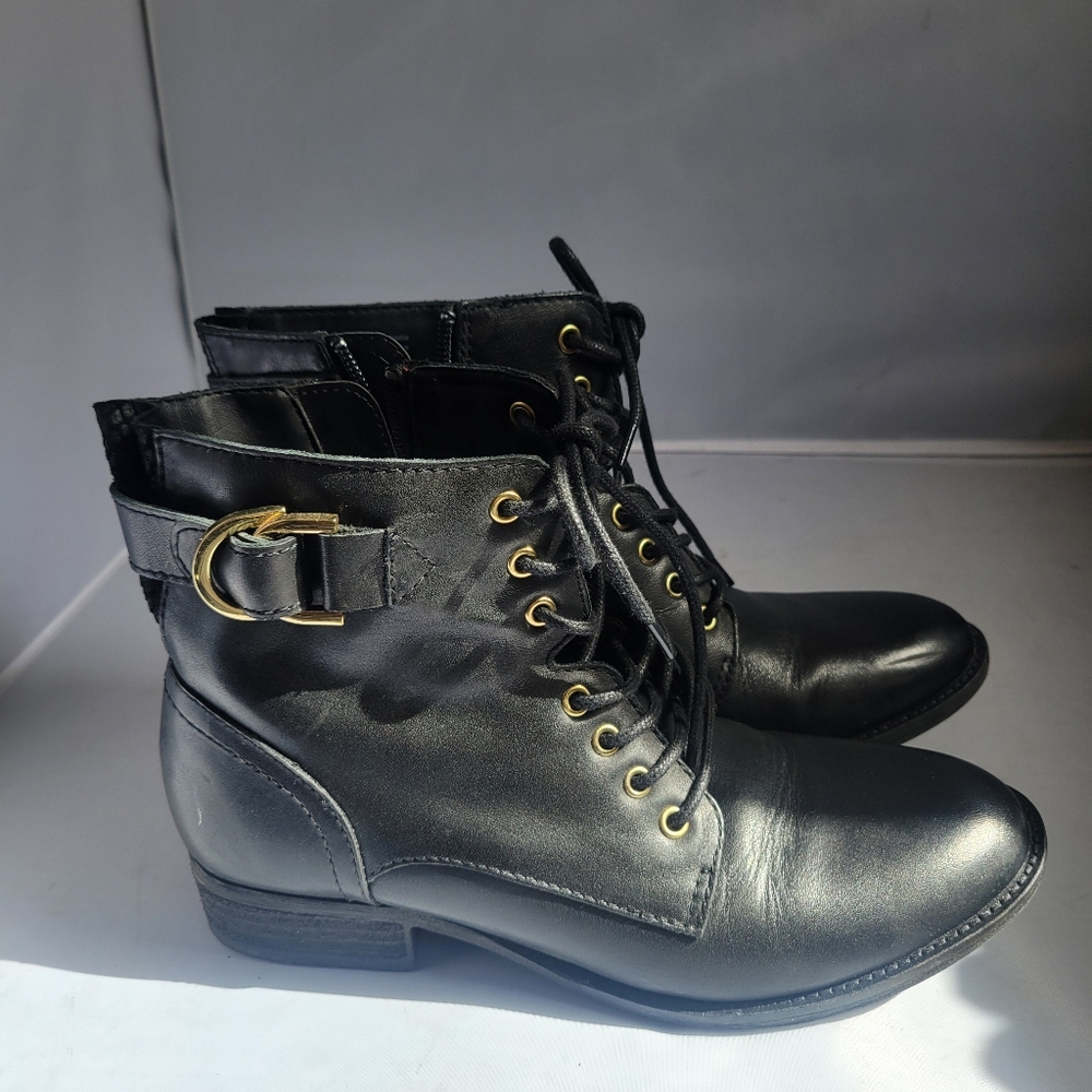 Aldo Lace Up Ankle Leather Boots Size 9 - Picture 3 of 6